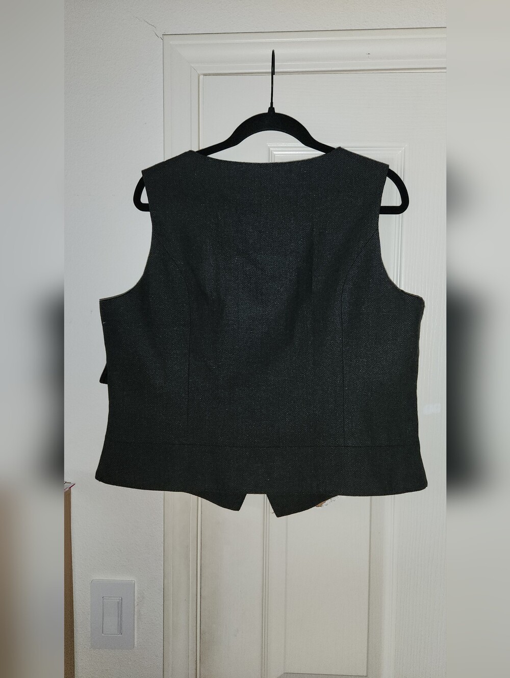 JYDress New Black Herringbone Tweed Work Slim Fit Waistcoat Sleeveless Vest XL - Picture 3 of 9